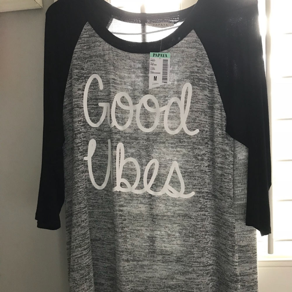 Good vibes baseball cut t shirt